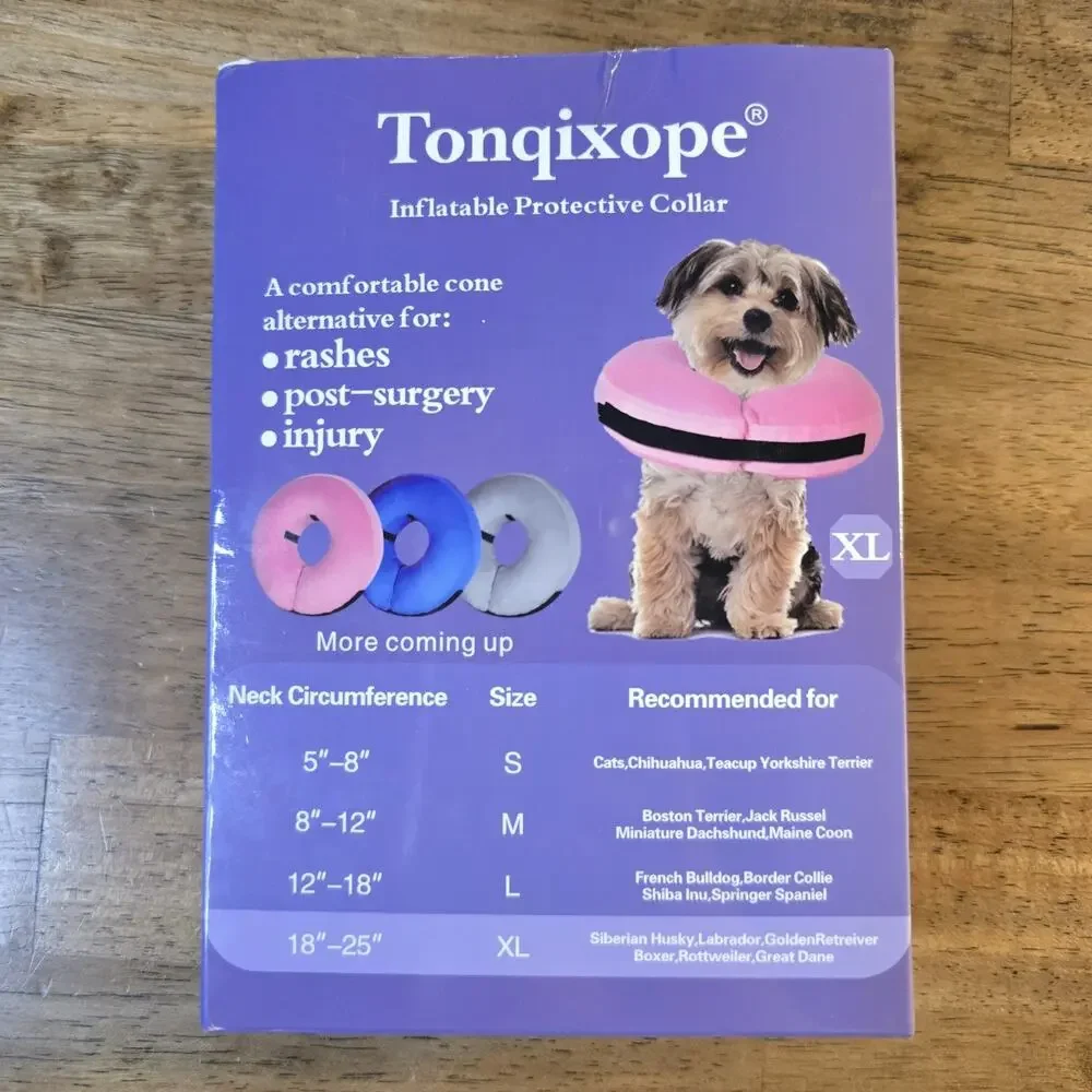 Tonqixope Inflatable Dog Recovery Collar Cone Alternative BLUE XL 18–25